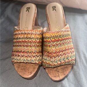 Born In California Vegan Leather Woven Mule Wedges